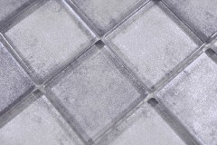 Muestra de mano mosaico de vidrio cuadrado Crystal mix gris pared azulejo backsplash cocina ducha baño MOS88-0020_m
