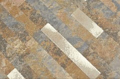 Muestra de mano vinilo compuesto efecto piedra Multi Slate/Gold mosaico azulejo pared backsplash MOS200-MSG_m