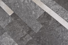 Muestra de mano vinilo compuesto efecto piedra negro Qaurtz/plata mosaico azulejo pared backsplash MOS200-32BS_m