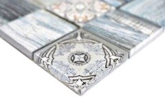 Muestra de mano cuadrado Crystal mix azul claro pared azulejo backsplash Mos160-w300_m