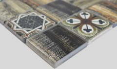 Muestra de mano cuadrado Crystal mix marrón-verde pared azulejo backsplash Mos160-w500_m