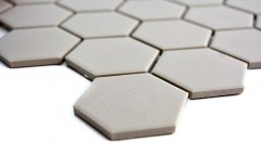 Muestra de mano azulejo mosaico cerámica hexágono gris claro sin esmaltar MOS11B-0203-R10_m