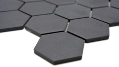 Muestra de mano azulejo de mosaico de cerámica hexágono negro sin esmaltar MOS11B-0304-R10_m