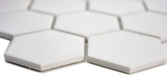 Muestra de mano azulejo mosaico cerámica hexágono blanco sin esmaltar MOS11B-0102-R10_m