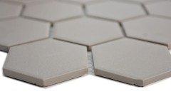 Muestra de mano azulejo mosaico cerámica hexágono gris sin esmaltar MOS11B-0202-R10_m