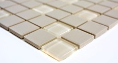 Muestra de mano azulejo mosaico cerámica beige claro vidrio sin esmaltar MOS18-1212-R10_m