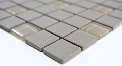 Muestra de mano azulejo mosaico cerámica gris claro vidrio sin esmaltar MOS18-0212-R10_m
