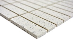 Muestra de mano azulejo mosaico cerámica crema blanco palos moteado sin esmaltar MOS24-0103-R10_m