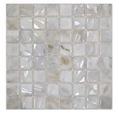 Piscina mosaico Piscina mosaico Mosaico de vidrio Ivory Cream Beige Shimmer iridiscente Pared Suelo Cocina Baño Ducha MOS220-71380U_f