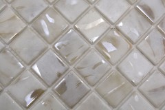 Muestras de mano piscina mosaico piscina mosaico de vidrio marfil crema beige shimmer iridiscente pared suelo cocina baño ducha - MOS220-71380U_m