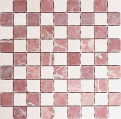 Mármol mosaico de azulejos de piedra natural crema beige rojo al azar mampara de ducha - MOS42-1004