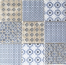 Retro vintage mosaico azulejo backsplash cocina backsplash blanco azul naranja gris azulejo backsplash patchwork - MOS22B-1404
