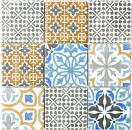 Retro vintage mosaico de azulejos de pared de cerámica crema azul naranja gris mate patchwork - MOS22B-1406