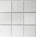 Retro vintage ART DEKO mosaico de azulejos de pared de cerámica blanca mezcla backsplash cocina baño aseo pared - MOS22B-1401