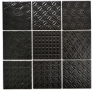 Retro vintage mosaico de azulejos de cerámica negro estructura de pared baño cocina aseo revestimiento - MOS22B-1403