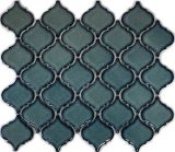 Florentino retro vintage mosaico azulejo de cerámica azul moteado brillante pared baño cocina aseo - MOS13-0408