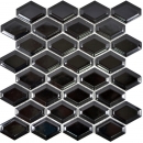 Retro 3D mosaico de azulejos de cerámica diamante metro negro brillante azulejo backsplash cocina MOS13MD-0301