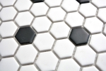 Muestra de mano mosaico azulejo cerámica hexágono blanco negro mate azulejo backsplash cocina MOS11A-0301_m
