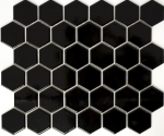 Hexagonal mosaico hexagonal azulejo de cerámica negro brillante ducha splashback azulejo backsplash pared de la cocina cuarto de baño - MOS11B-0302