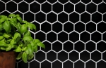 Muestra de mano mosaico azulejo cerámica hexágono negro brillante ducha splashback azulejo espejo MOS11B-0302_m