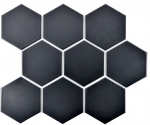 Hexagonal hexágono mosaico azulejo de cerámica XL negro mate azulejo de la cocina WC baño azulejo splashback azulejo backsplash - MOS11F-0311