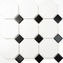 Octagonal octagonal azulejo de mosaico de cerámica blanco mate negro brillante azulejo de la pared azulejo del cuarto de baño MOSOcta-190