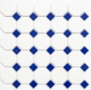 Octagonal octagonal mosaico azulejo cerámica azul blanco mate azul brillante azulejo de la pared azulejo del cuarto de baño MOS13-OctaG464