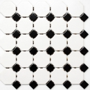 Octagonal octagonal azulejo de mosaico de cerámica blanco mate negro brillante azulejo de la pared azulejo del cuarto de baño MOS13-OctaG468