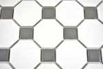 Muestra de mano mosaico azulejo cerámica metal gris octágono blanco mate metal brillante MOS13-0122_m
