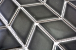 Muestra de mano mosaico azulejo cerámica blanco diamante negro brillante onda cocina splashback MOS13DS-0302_m