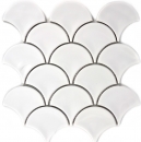 Abanico mosaico azulejo de cerámica peces escala gota azulejo blanco WC baño azulejo azulejo de la pared - MOS13-FS01