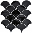 Fan mosaico de azulejos de cerámica peces escala gota negro azulejo baño azulejo cocina pared - MOS13-FS03
