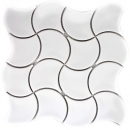 Fan mosaico azulejo de cerámica blanco brillante ola azulejo de la pared azulejo del baño azulejo de la cocina azulejo de la pared - MOS13-FSW01