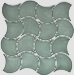 Abanico mosaico azulejo cerámica pastel petrol onda azulejo de la pared azulejo del baño azulejo de la cocina WC - MOS13-FSW18