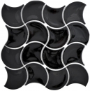 Azulejo de mosaico de cerámica ventilador negro brillante ola azulejo de la pared azulejo del baño MOS13-FSW03_f | 10 esteras de mosaico