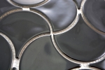 Muestra de mano mosaico azulejo cerámica ventilador negro brillante onda pared azulejo baño MOS13-FSW03_m