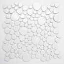 Pebble mosaico Pebbles gotas de cerámica blanco brillante plato de ducha azulejo backsplash MOS12-0102