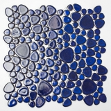 Pebble mosaico Pebbles gotas de cerámica azul brillante plato de ducha azulejo backsplash MOS12-0405
