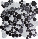 Pebble mosaico Pebbles cerámica gotas gris manchas negro plato de ducha backsplash MOS12-0103