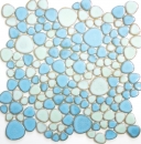 Pebble mosaico Pebbles gotas de cerámica turquesa verde claro azul ducha azulejo backsplash MOS12-0401