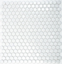 Botón de mosaico LOOP redondo mosaico blanco brillante pared cocina ducha BAD MOS10-0102