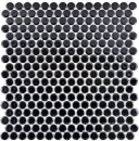 Botón de mosaico LOOP redondo mosaico negro brillante pared cocina ducha BAD MOS10-0300