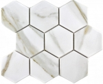 Mosaico de cerámica blanco hexágono calacatta azulejo de la pared azulejo del baño MOS11F-0112_f | 10 esteras de mosaico