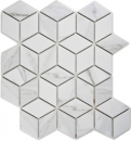 Cubo mosaico azulejo cerámica blanco antracita Carrara mirada pared azulejo baño azulejo cocina azulejo WC - MOS13-0102