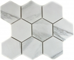Hexagonal hexágono mosaico azulejo de cerámica blanco antracita XL Carrara mirada pared azulejo baño azulejo backsplash cocina - MOS11F-0102