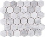Mosaico de cerámica hexágono travertino gris mate azulejo backsplash cocina MOS11G-0202_f | 10 esteras de mosaico