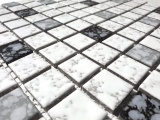 Muestra de mano mosaico azulejo de cerámica mosaico blanco negro gris estructura suelo baño MOS18-0307_m