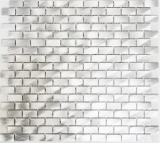 Mosaico azulejo aluminio plata ladrillo backsplash pared de la cocina MOS48-0204