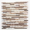 Mosaico de azulejos de aluminio beige marrón compuesto de cobre azulejos backsplash pared de la cocina MOS49-A981