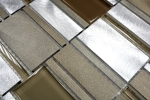 Muestra de mano mosaico azulejo aluminio translúcido combinación aluminio vidrio mosaico cristal beige marrón MOS49-1202_m